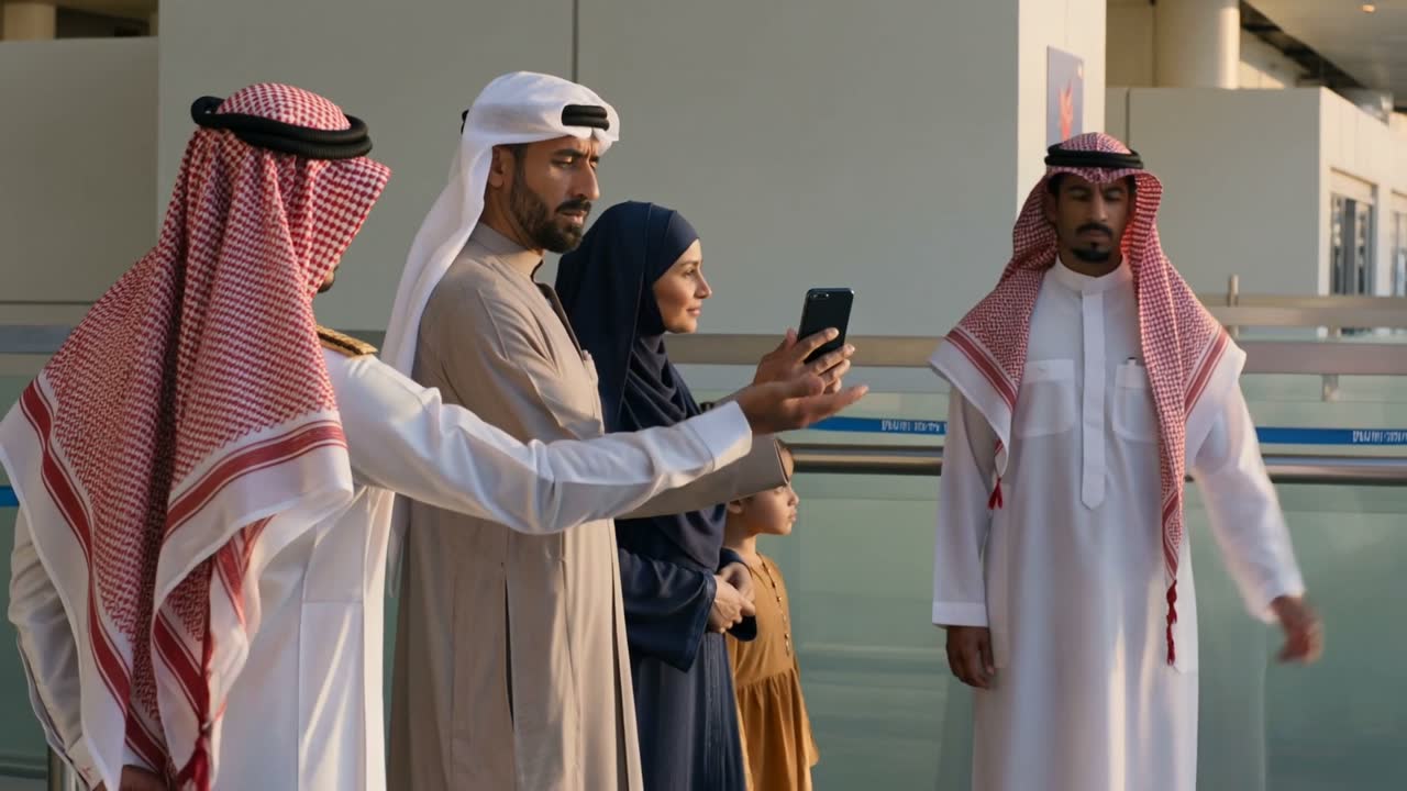 تصور لموظفين يساعدون ضيوفًا عند نقطة الوصول